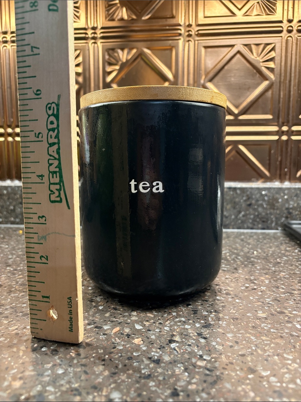 Tea Storage Canister with Wooden Lid - Black